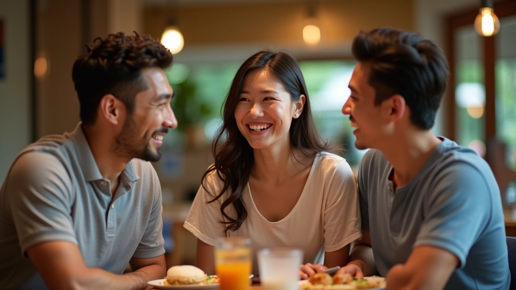 Group of friends having meal together, social connection and engagement during weekend