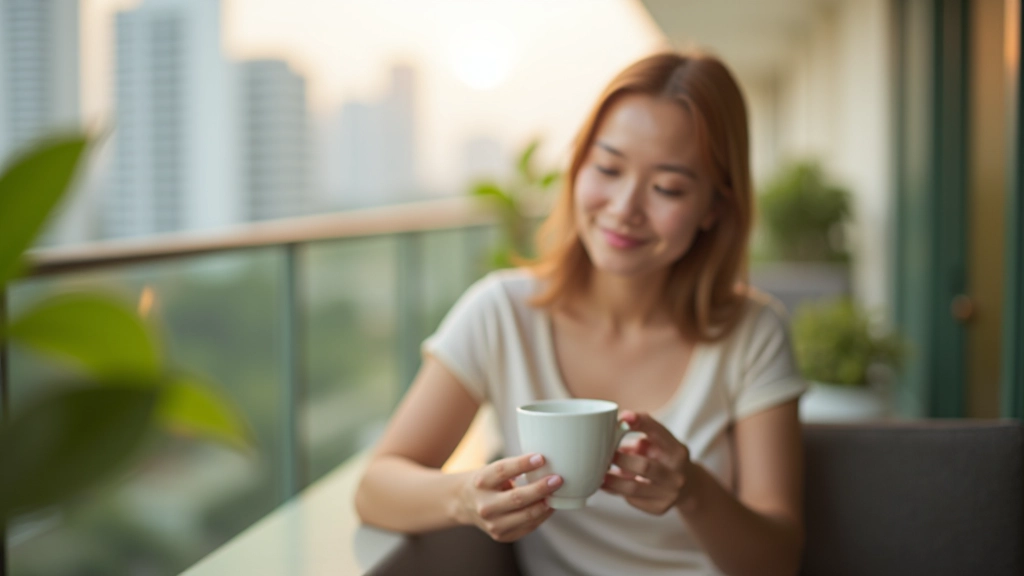 Person enjoying a peaceful weekend morning in a relaxed setting